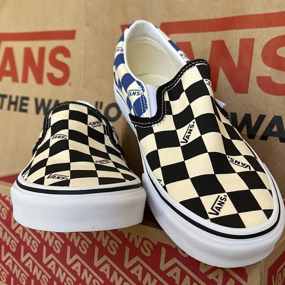 Vans Classic Slip On Big Check Black/Navy sneakers WMNS - Picture 8 of 16